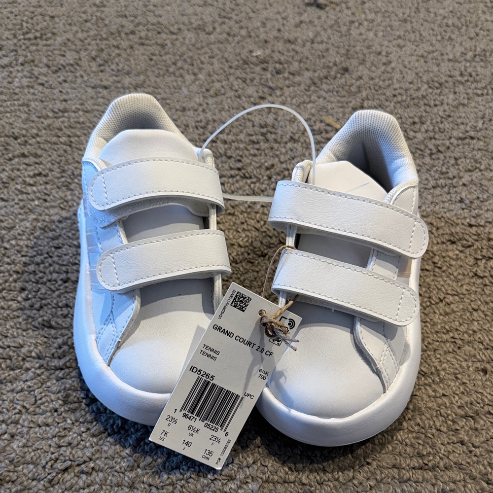 Adidas Kids White Velcro Sneakers